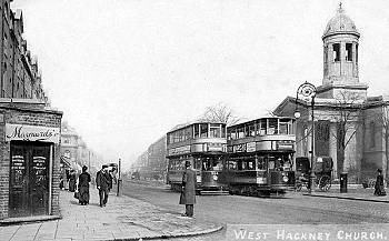 LCC cars, West Hackney Church